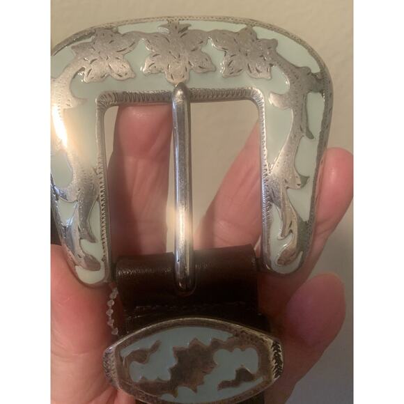 Streets Ahead Belt With Nbel Italy Teal Silvertone Buckle Pink & Turq Pink Stud main image 12